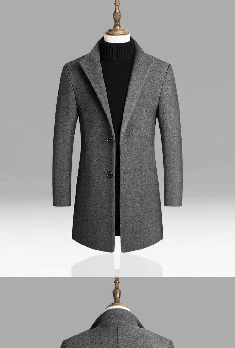 2025 Autumn Winter New Men Mid Length Wool Trench Coat Business Casual Slim Fit Multi Color Options Temperament StyleT251025