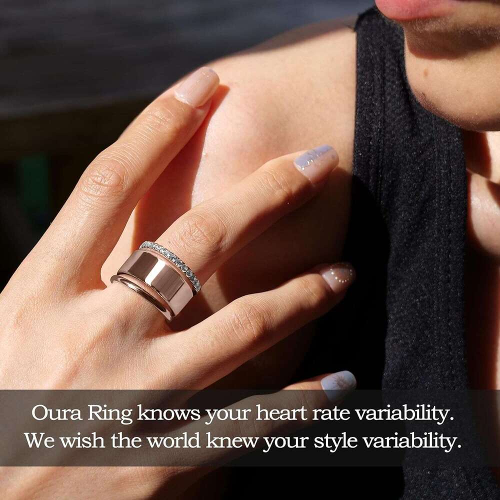 2 Pack 14K Gold Plated Stackable Compatible with Oura Gen 3/4, Cubic Zirconia Simulated Dia Stacking Rings Eternity Bands for Smart Ring