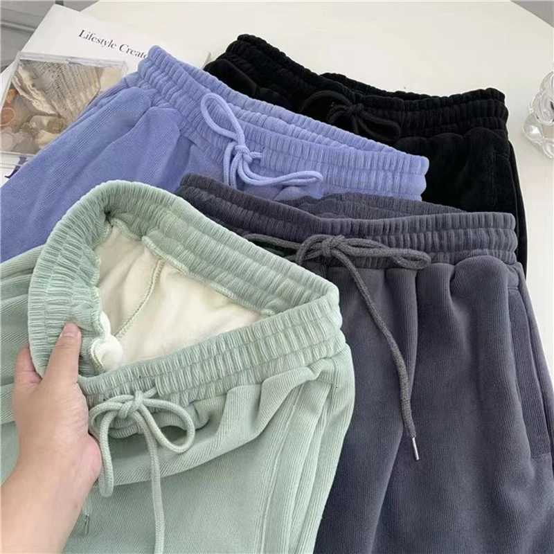 Winter Thick Warm Women Harem Pants 4Xl Oversized Casual Elastic Waist Velvet Sweatpants Female Solid Fleece Jogging TrousersT251025