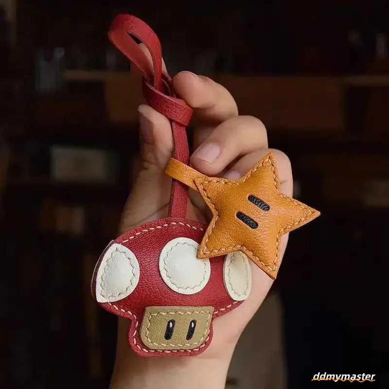 Sheepskin Leather Mushroom Keychain Charm - Handmade Cute Bag Decoration And Exquisite Accessories Ddmymaster