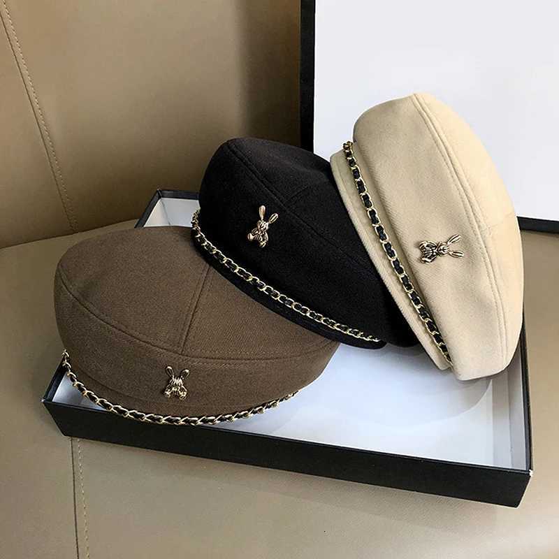 Wen Rabbit Berets Style For French Artist Warm Winter Beanie Hat Solid Color Elegant La All Mahed Painter Cs Y251025