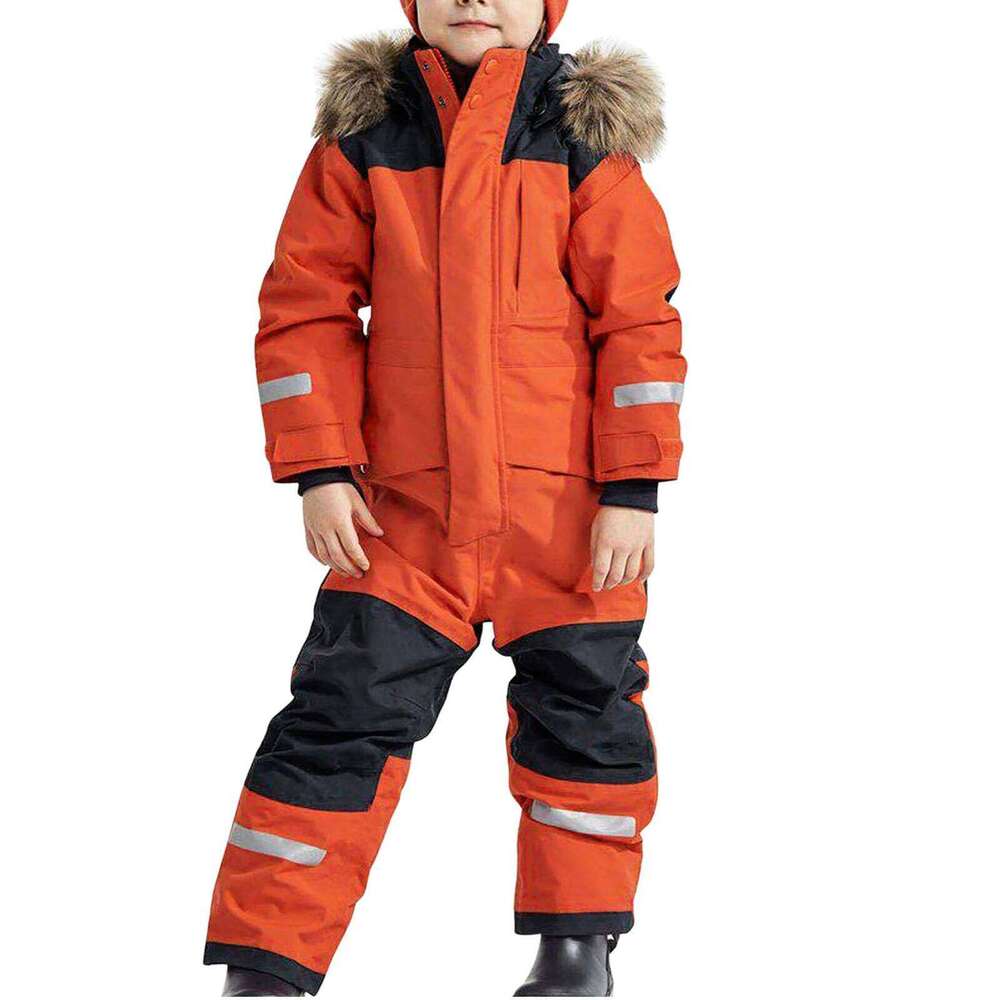 Children's Winter Windproof Warm Outdoor Skisuits Fleece Hooded One-Piece Ski Suit Fashion Skiing Snowboarding Wear