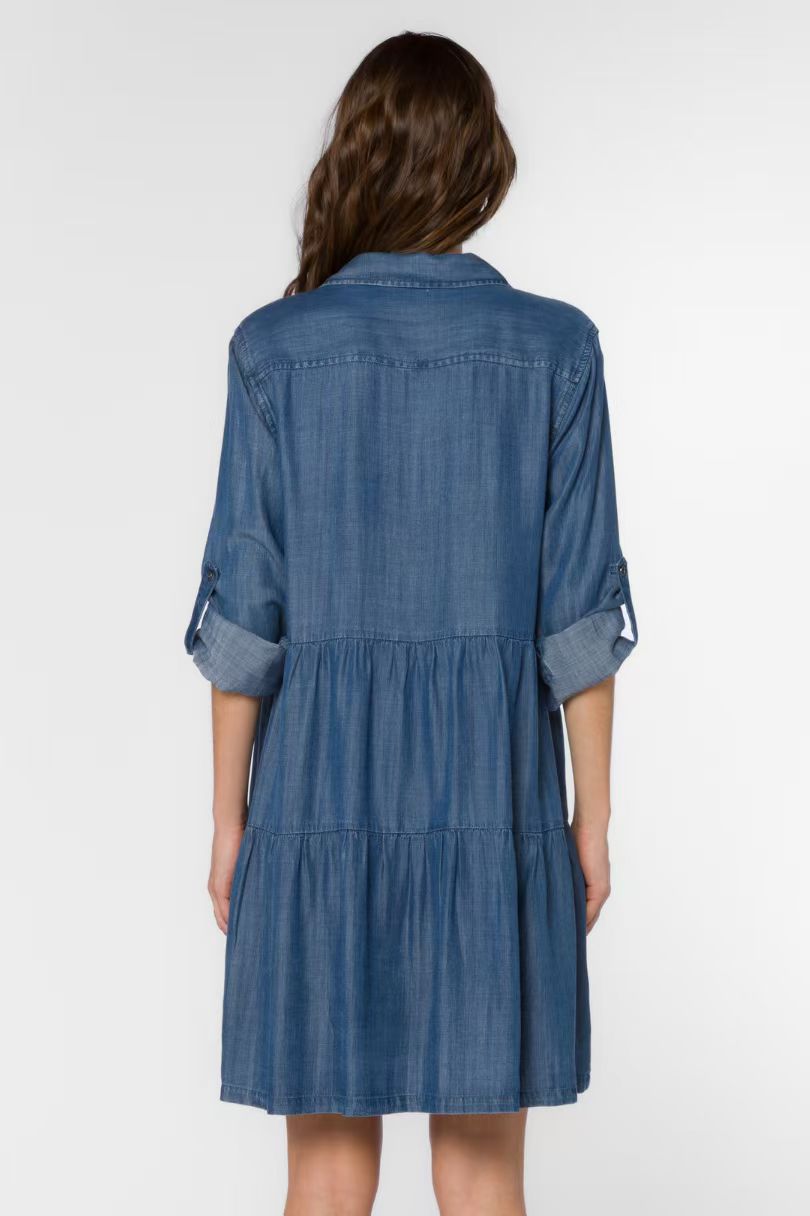 Design a women's sustainable denim shirt dress - Bri blue dress, an ideal choice for casual and daily wear, a must-have for the eco-friendly and 