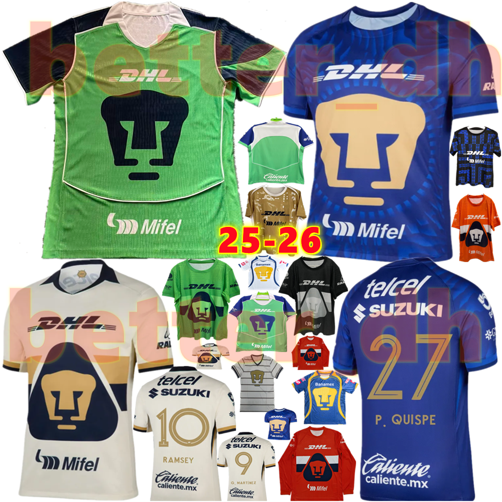 25 26 UNAM Mexiko C. HUERTA Soccer Jerseys LIGA MX FC goalkeeper Fans Player Version2025 2026 J. RUVALCABA LEO SUAREZ U. RIVAS football shirts kids Kits socks sets