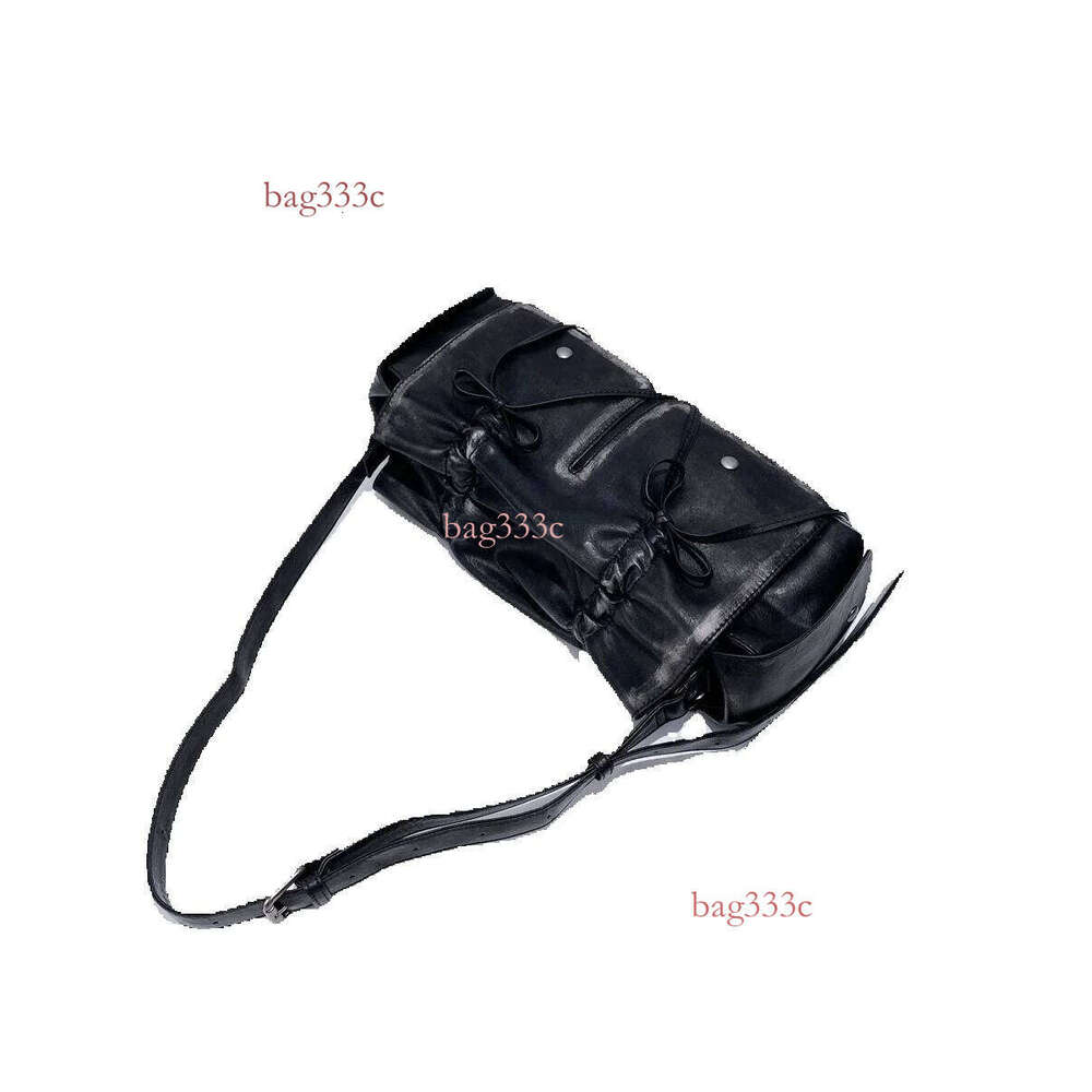 Korean Fashion Versatile Multi-Pocket Drawstring Pleated High-End Handbag Shoulder Trendy Handheld Bag Cowhide Woven Bag