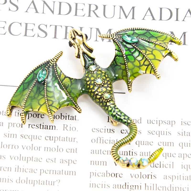 Enamel Fly Dragon Brooch for Women Men Rhinestone Beautiful Legand Animal Party Office Classic Broochs Pins Gifts Accessories J251115