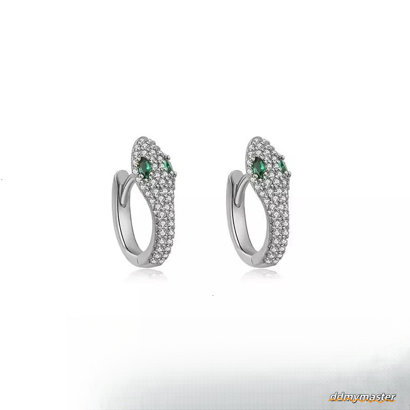 S Sterling Sier Serpentine Earrings For Women - Fashion Micro Zircon Inlaid Bright Hip Hop Style Ddmymaster