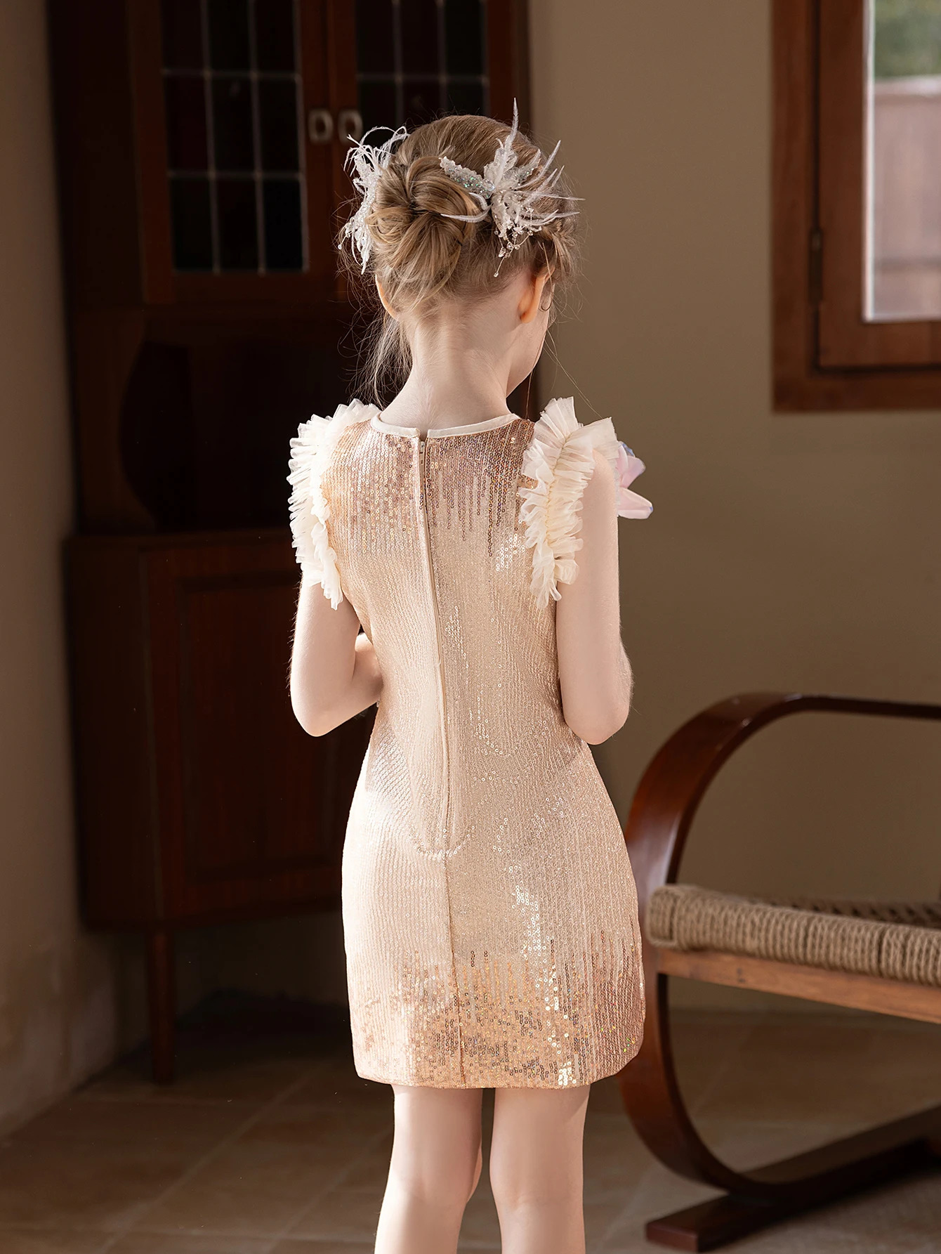 Girl party dress champagnecolored highend dress set for birthday wedding flower girls 251023