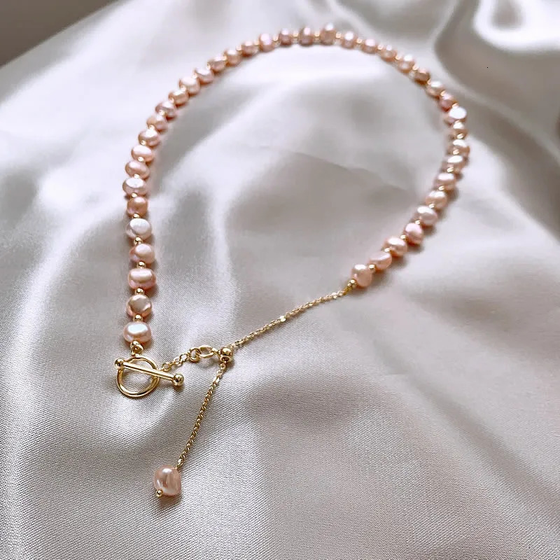 Arrival Natural Baroque Pink Freshwater Pearl 14K Gold Filled Female Chains Necklace Jewelry For Women Valentines Day Gifts 251016