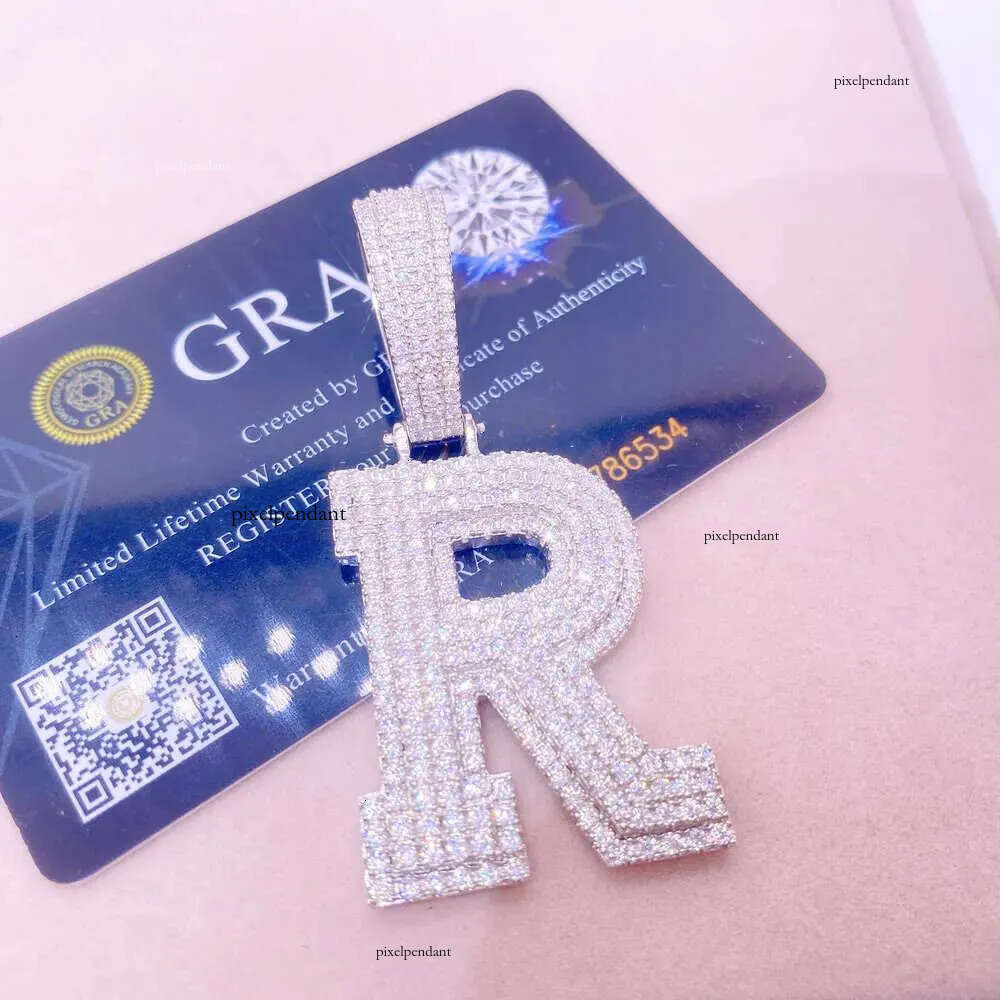 Vermeil Sterg Sier Necklace Hip Hop Fine Jewelry Iced Out Vvs Moissanite Dia Initial Letters Pendant Necklaces Men