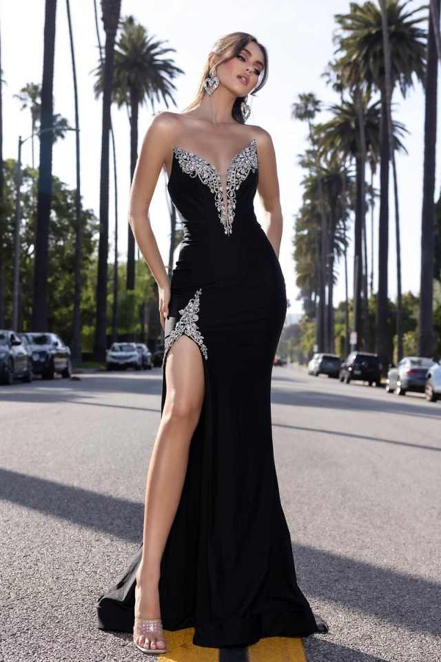 Sexy Evening Dress V-Neck Side Split Mermaid Prom Gowns Satin Crystal Backless Ball Gown Size Customized