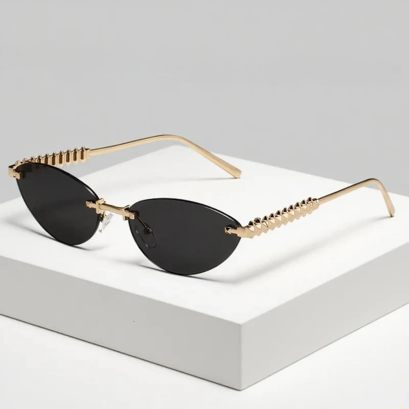 INS Fashion Cat Eye Sunglasses Men and Women Metal Rivet Leg Sun Glasses Outdoor Sports Eye Protection 251023