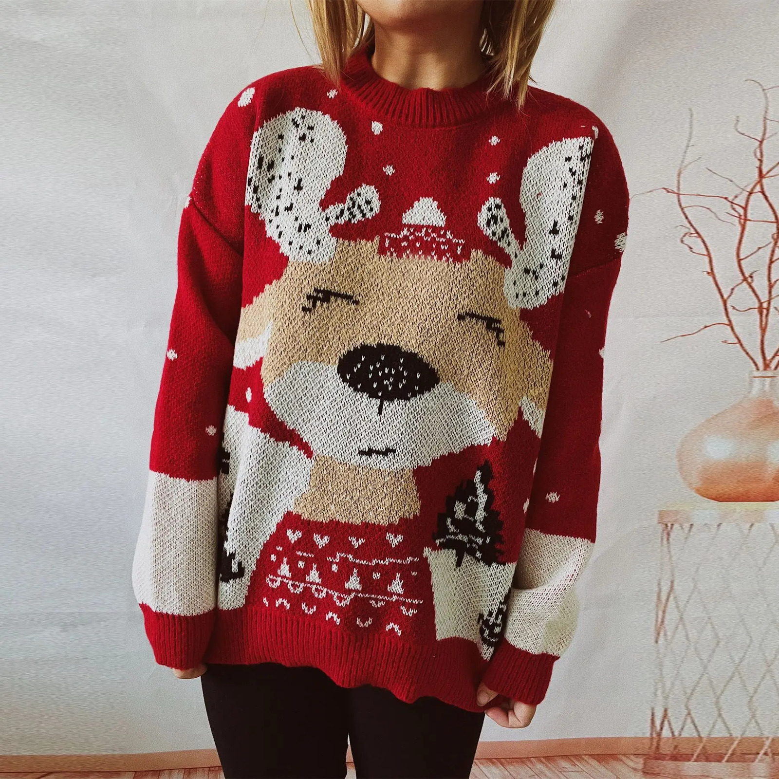 Pullover Women Maglione Da Donna Ropa Invierno Mujer Moda 2025 Christmas Elk Print Knitted Versatile Date Fashion Sweaters Women 251023