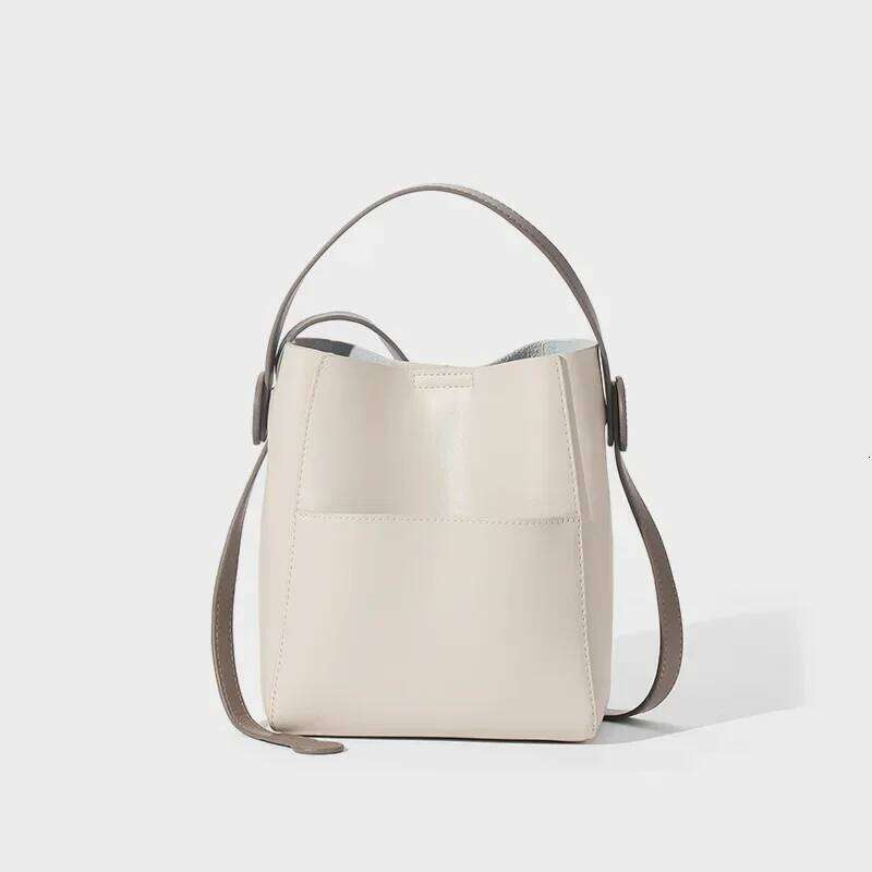 Basket Composite Tote Female Bucket Handbag Lady Simple Soft Genuine Leather Shoulder Bag For Women Messenger Hobos Suotong1025