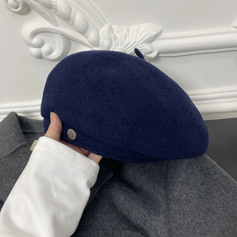 Lady Wool Felt Beret Autumn Winter Pleated Fashion Warm Vintage Classic Painting Caps British French Artist Style 251023
