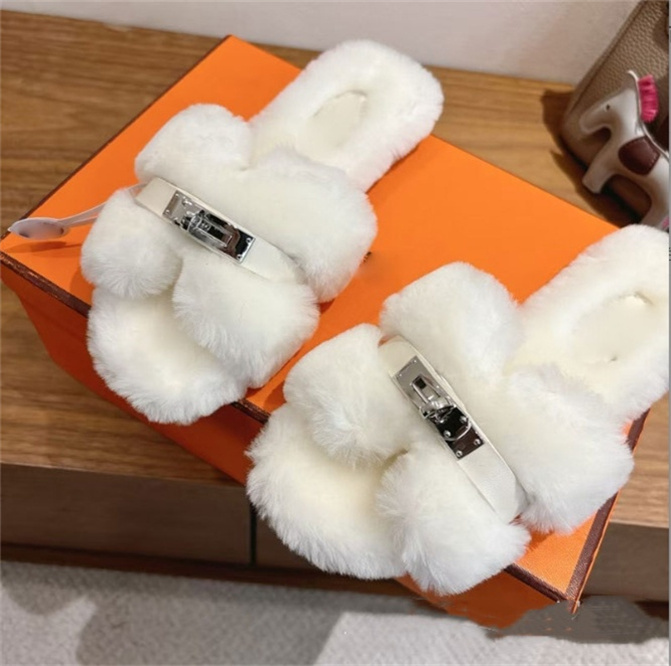 Luxury Fur Slides Designer men women Slippers Ladies Wool Winter Fur Fluffy Furry Warm Letters Sandals Comfortable Fuzzy Girl Flip Flop Slipper boot Size 35-42 h329