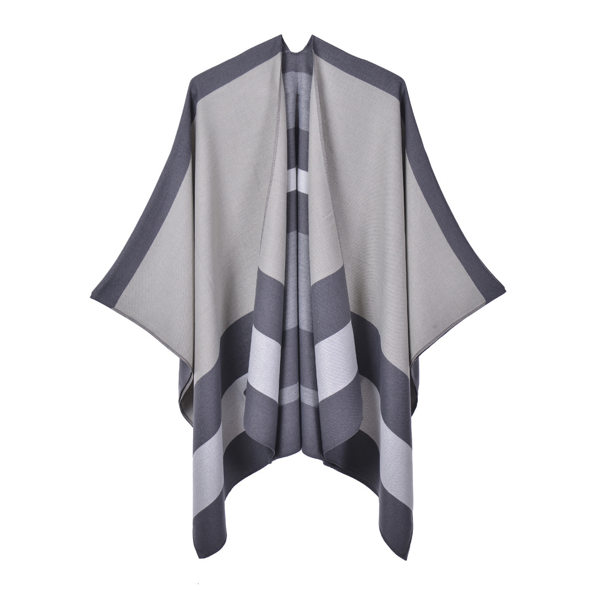 New DoubleSided Scarf Shawl Fashion Striped Cape Womens Outerwear Warm Cardigan