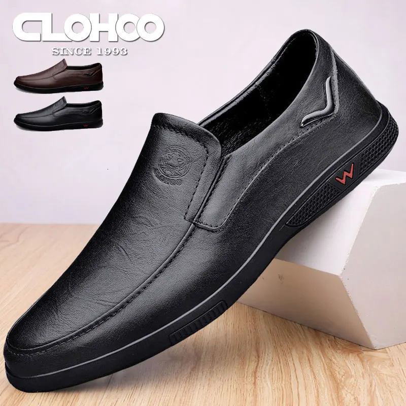 CLOHOO Mens Business Casual Shoes Handmade Layered Cowhide Rubber Bottom Leather Footwear for Office And Leisure 251023