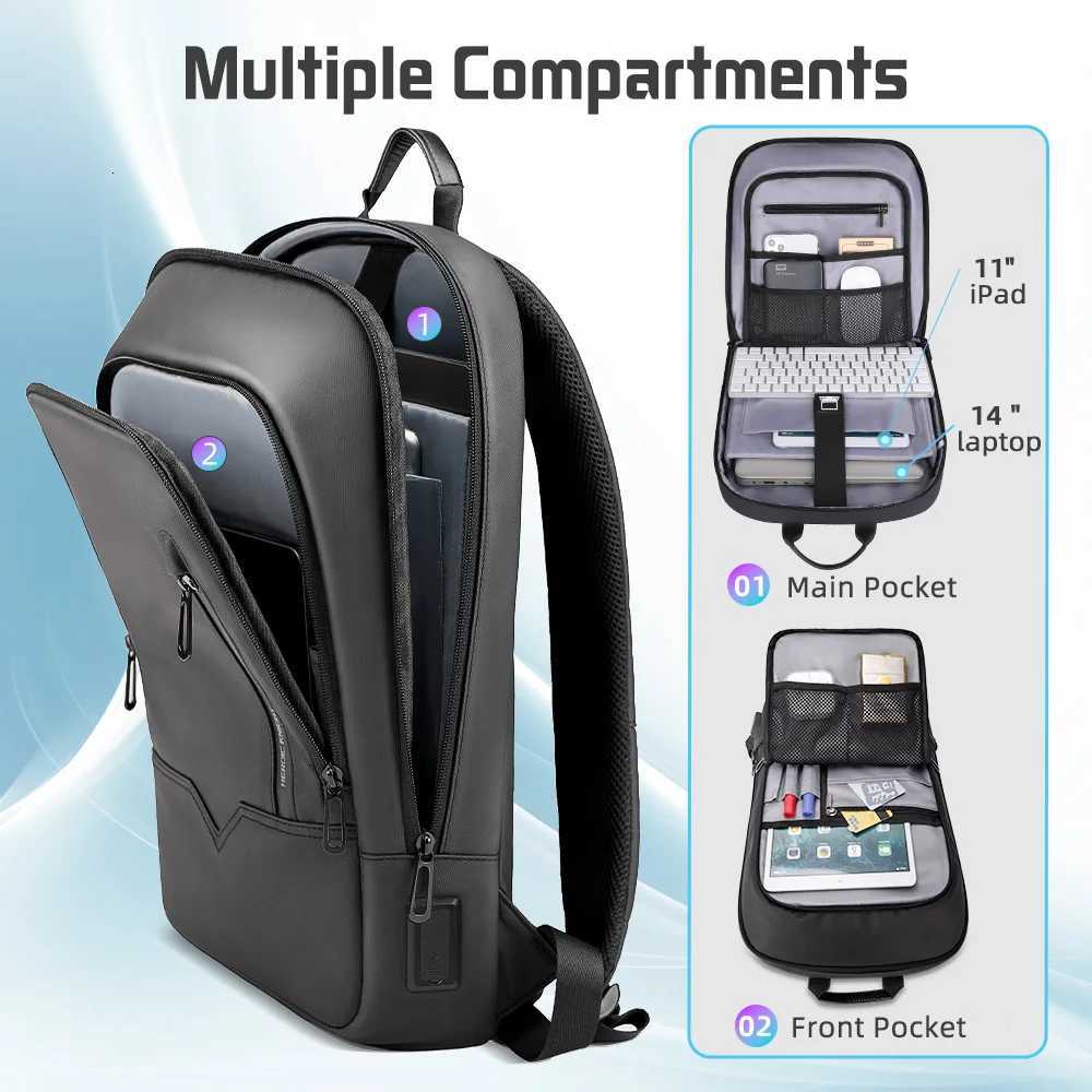 HcanKcan Business Backpack Mens 14 Inch Laptop BackPack Multifunction Waterproof light weight Bag Casual Backpacks For women W251025