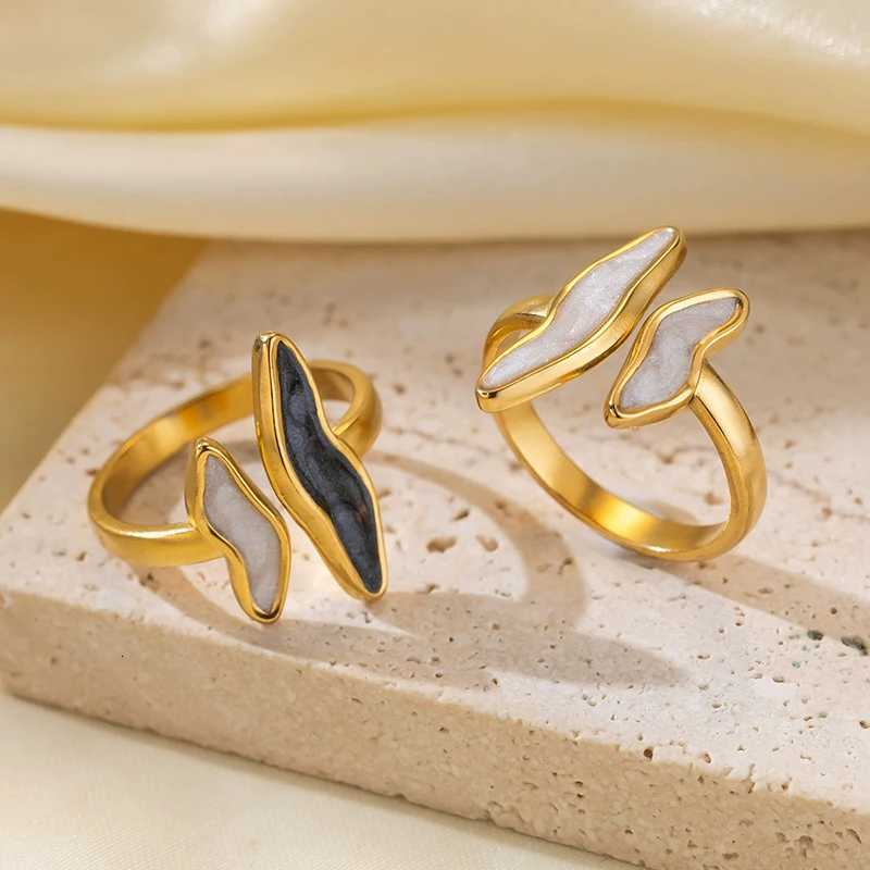 Stainless Steel Wave Drip Glaze Open Rings for Women Retro Punk Style Trendy Creative Exquisite Ring Accessories GiftXJ251025