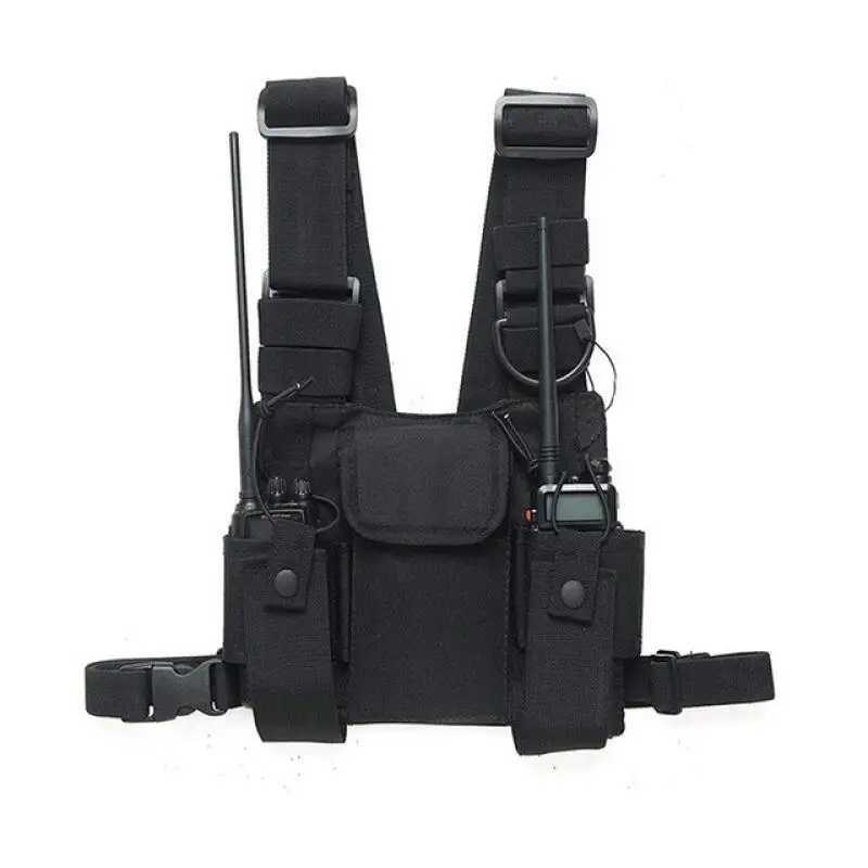 Chest Rig Bag Multiket Universal Radio Chest Harn Bag Vest Chest Bag with Front Pouches Zipper Bag for Walkie Talkies Y251022