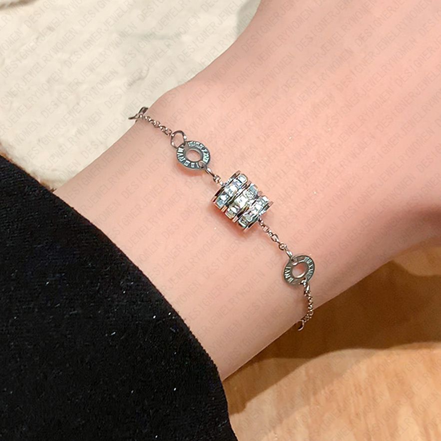 Designer Bracelet for Women Vintage Roman Numeral Bracelets Zirconia Bangle Silver Gold Rose Gold Bangles Luxury Jewlery Designer for Women Elegant Gi