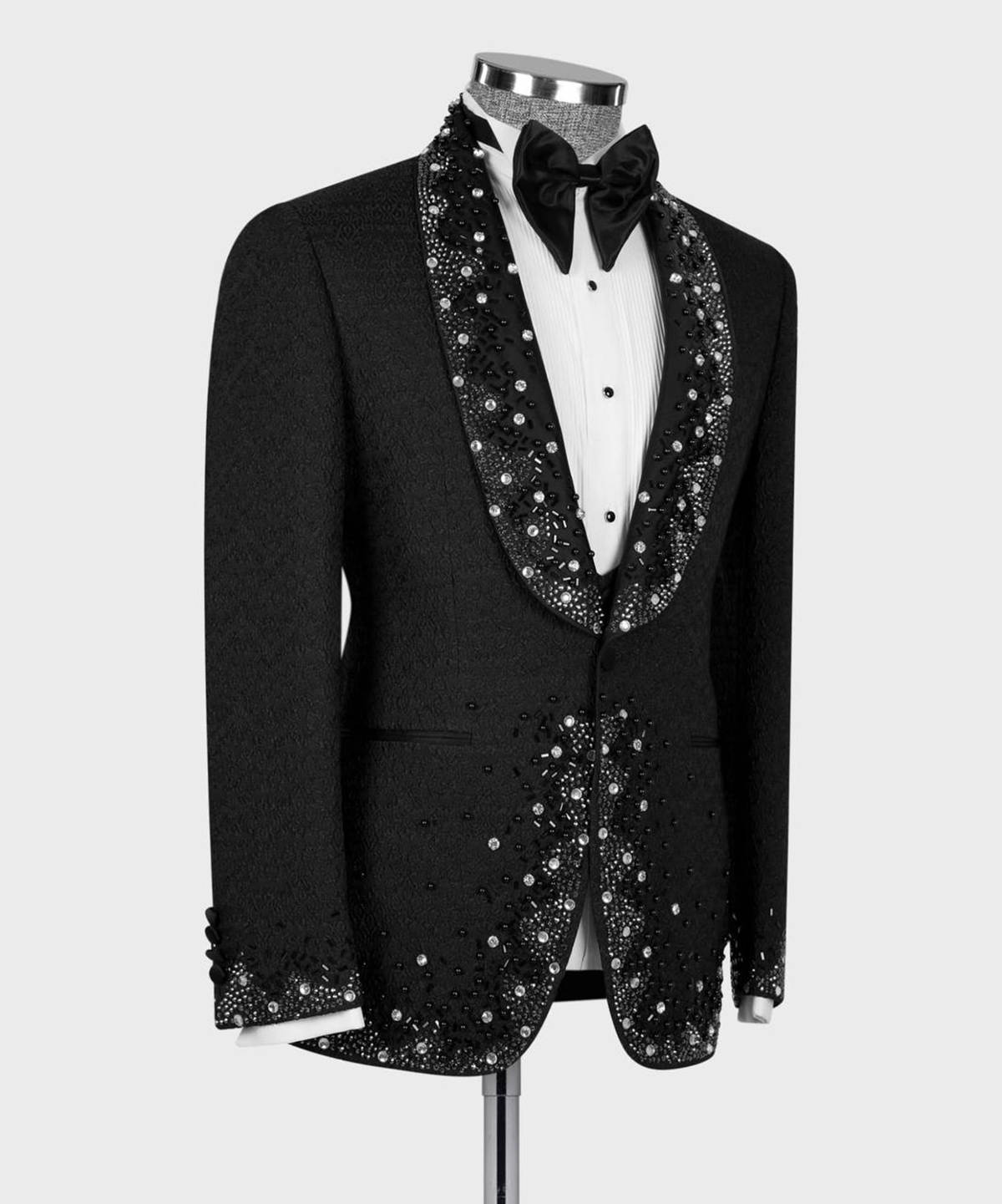 Stunning Men Suits 1 Piece Jacket Shawl Lapel Glitter Beaded Crystal Wedding Groom Tuxedos Male Prom Customized trajes para hombre