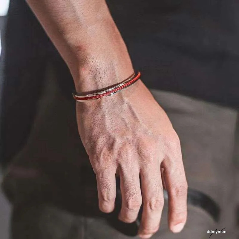 Handwoven Red Rope - Open Design, Creative Couple Bracelet With Black Accents Ddmymon