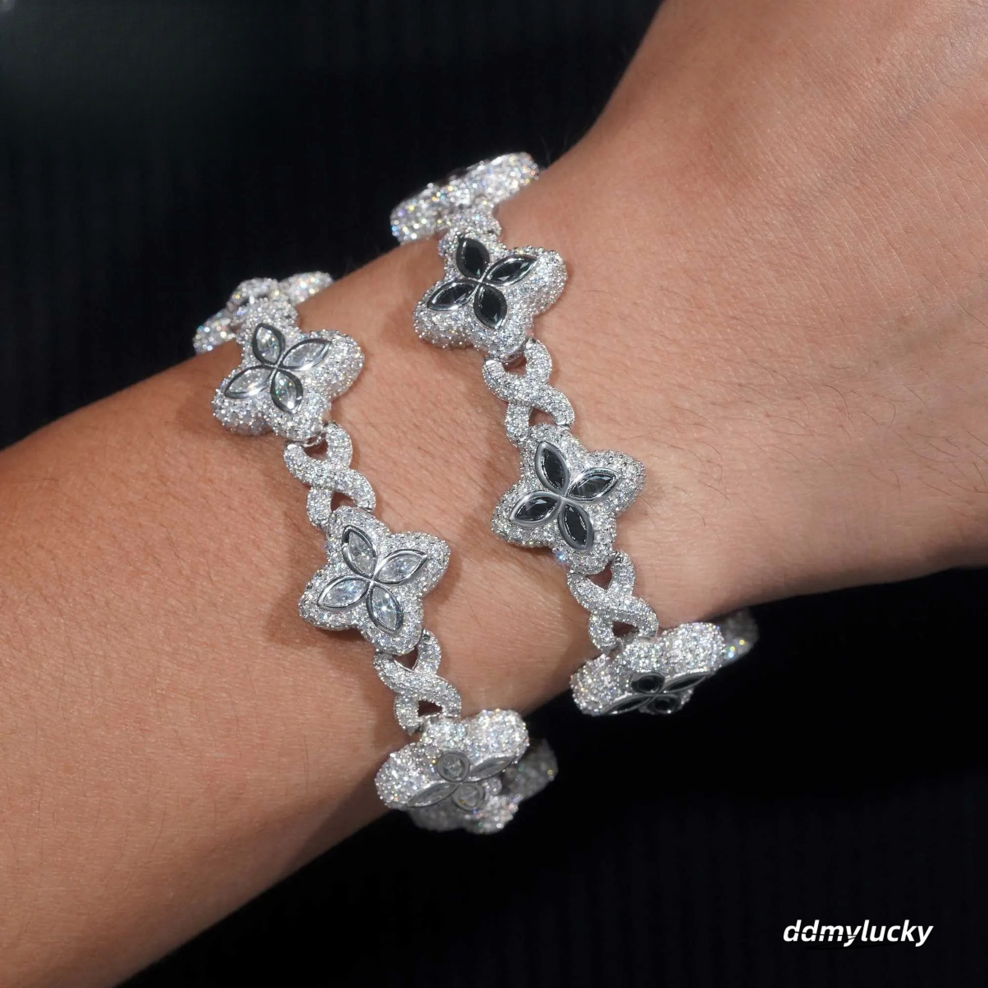 Four Leaf Clover Bracelet: Sterling Sier Moissanite Dia Tennis Bracelet - Elegant Lucky Charm Design Ddmylucky