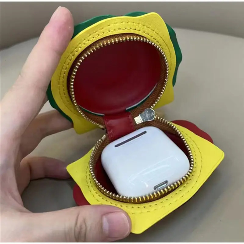 Hamburger Headphone Bag Charm Keychain Mini Burger Purse Pendant For Airpods Case Headphone Hanging Decor Unisex Accessories 251023