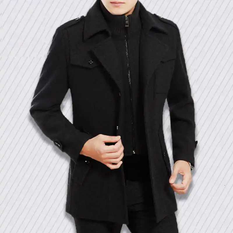 Mens Woolen Coat Short Cashmere Jacket Male Autumn Winter Overcoat Suit Collar Wool Coat thicked Woolen Jacket Man ClothesT251025