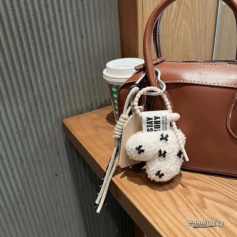 Cartoon Plush Bow Love Keychains For Women Y2k Bag Pendant Couple Car Key Chains Jewelry Gift Decoration Accessories 250430 Ddmylucky