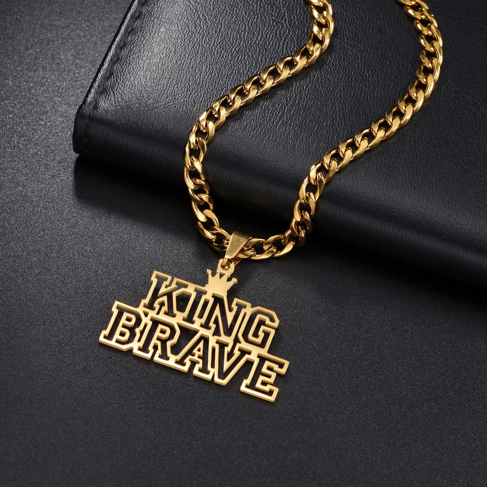 Trendy Customized Double Names Pendant Necklaces for Women Stainless Steel Personalized Crown Thick Chain Birthday Jewelry Gift 251023