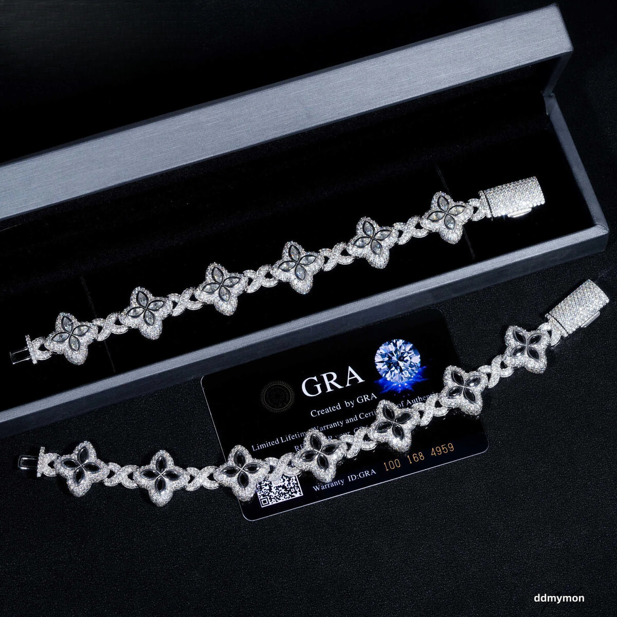 Four Leaf Clover Bracelet: Sterling Sier Moissanite Dia Tennis Bracelet - Elegant Lucky Charm Design Ddmymon