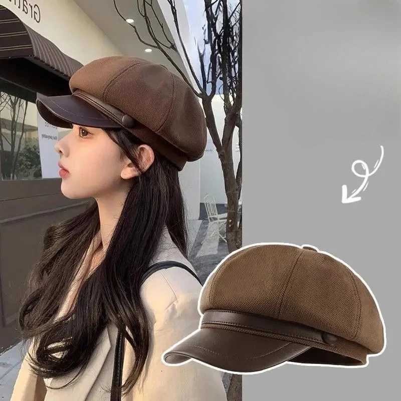 Elegant Winter Beret for Wen Thermal Li Octagonal Hat with Duck Bill Brim Artistic Painter Style C Y251025