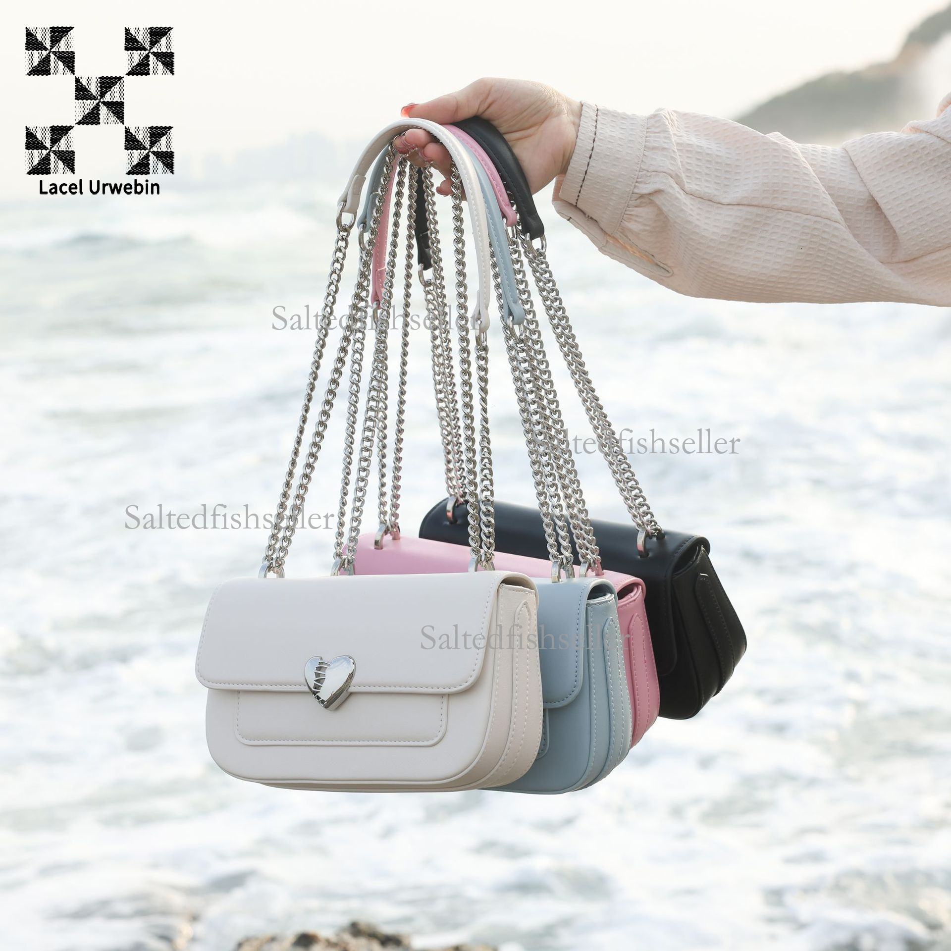 Lacel Urwebin Designer New Luxury Handbag High-end Heart-shaped Ins Style Versatile Chain Small Square Bag Korean Version Flip Shoulder Crossbody Bag