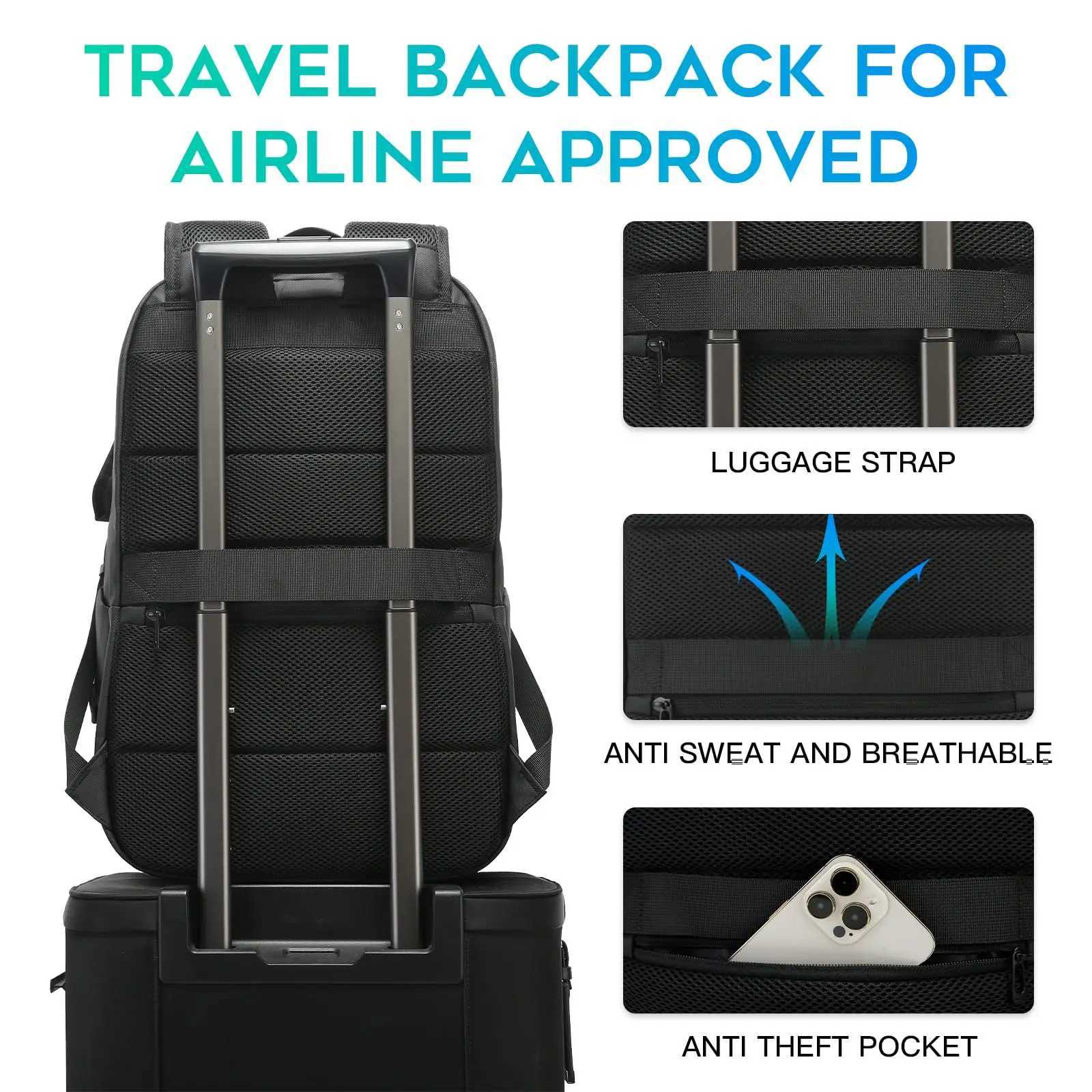 BANGE Smart Waterproof Travel Backpack Business Flight Approved Carry on Backpack Large Capacity 16 inch Laptop Backpack for Men W251025