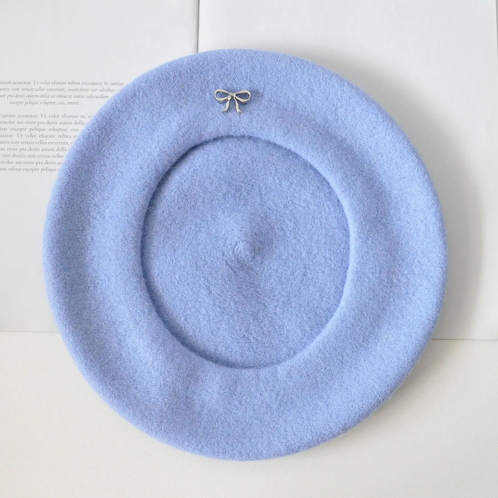 Autumn and winter Korean style sweet wool painter hat womens bow decorative buckle wool beret 251023