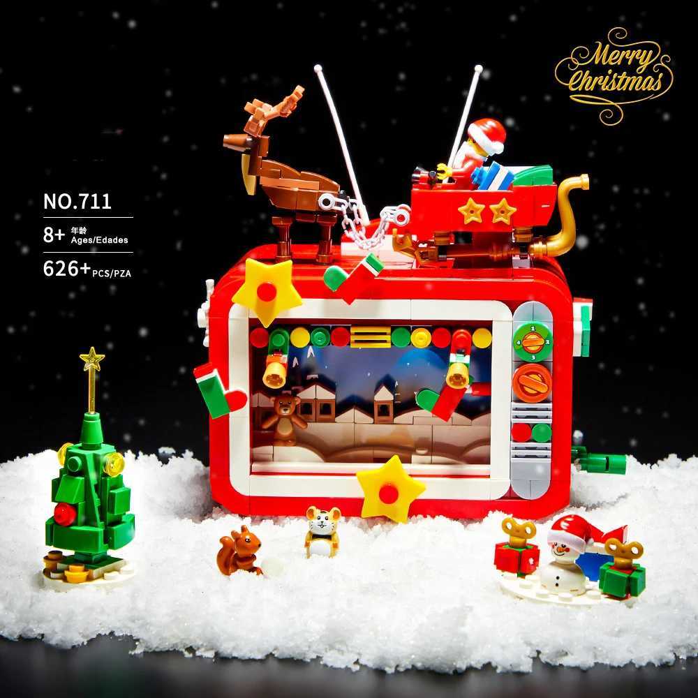 Christmas Gifts Snowy Scene Tv Micro Building Blocks Toy Set Small Particle Bricks Block Childrens Toys Gifts Party Home Decor C251023