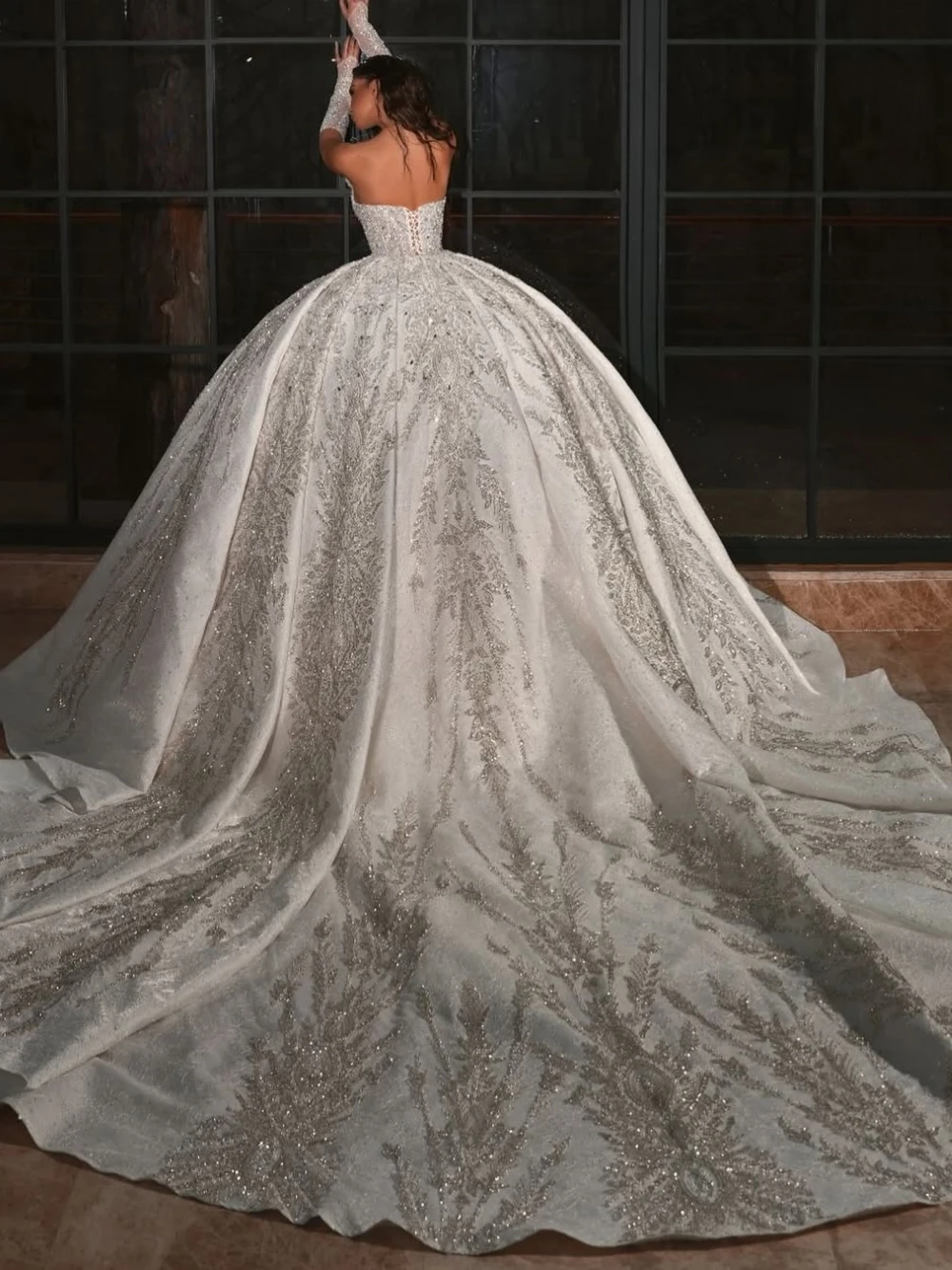 Exquisite Sequins Ball Gown Wedding Dresses Off Shoulder Sweetheart Bridal Gowns Beadeds Formal Occasion Custom Made