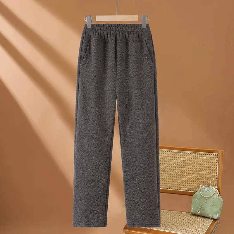 High Quality Woolen Straight Trousers Women Autumn Winter Oversize 6XL High Waist Pants Fleece Thicken Warm Casual Pants FemaleT251025