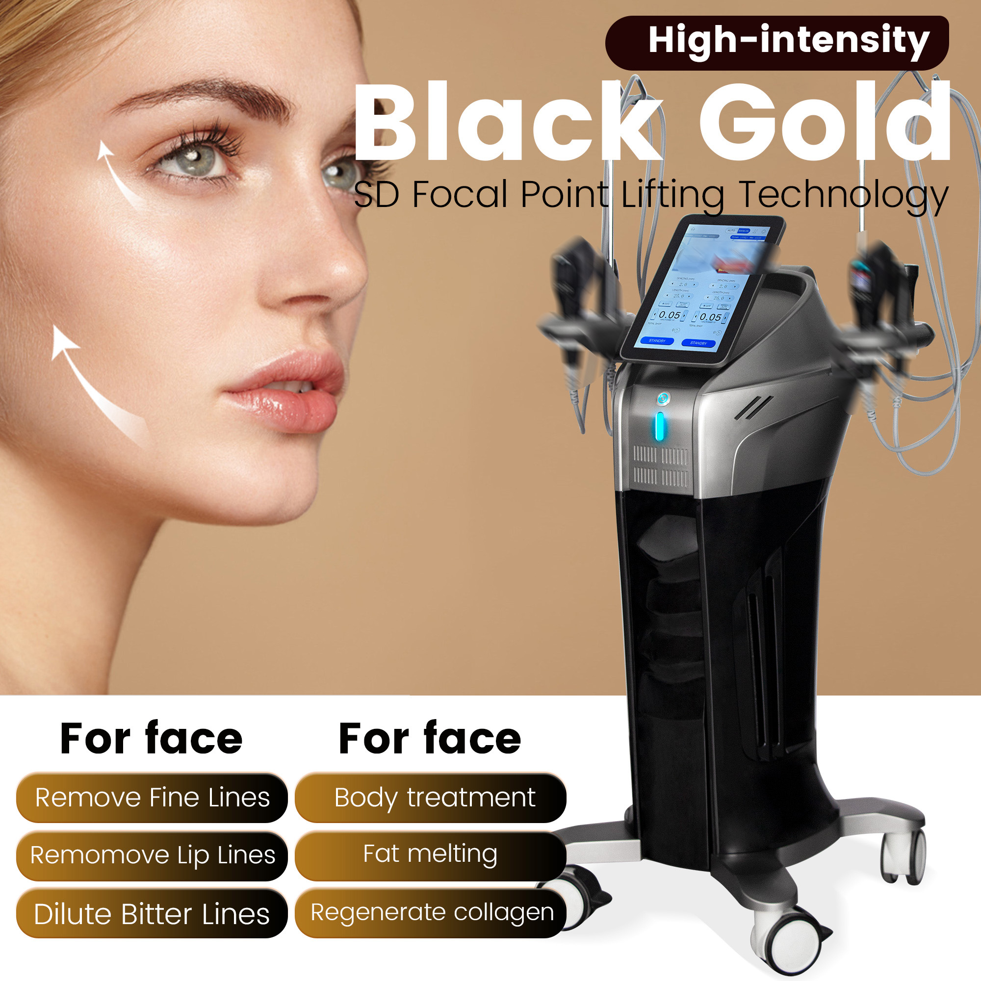 High Frequency HIFU Facial Lifting Device For Wrinkle Reduction Skin Tightening And Body Slimming Therapy Machine