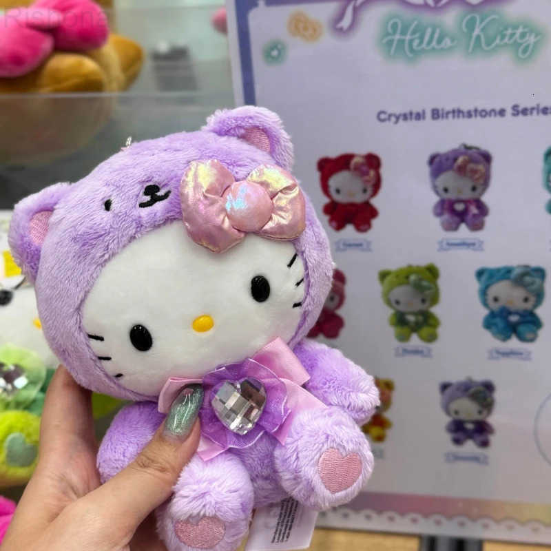 Sanrio Kawaii Hello Kitty Plush Doll Keychain Crystal Stone Series Stuffed Kitten Toy Bag Charm Surprise Birthday Pendant Gifts L251025