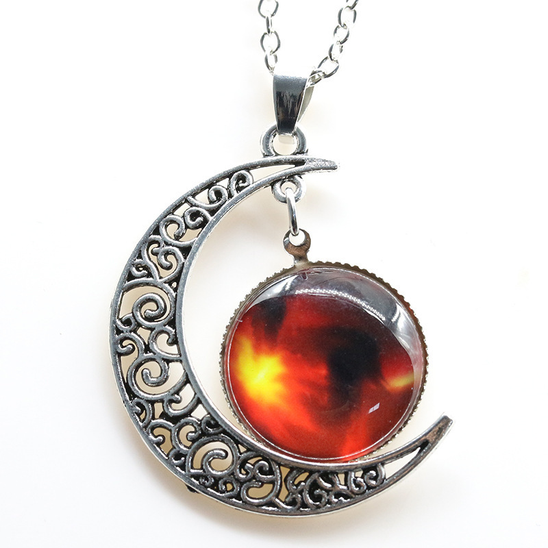Hot Selling Starry Sky Moon Time Necklace Female Interstellar Travel Jewelry