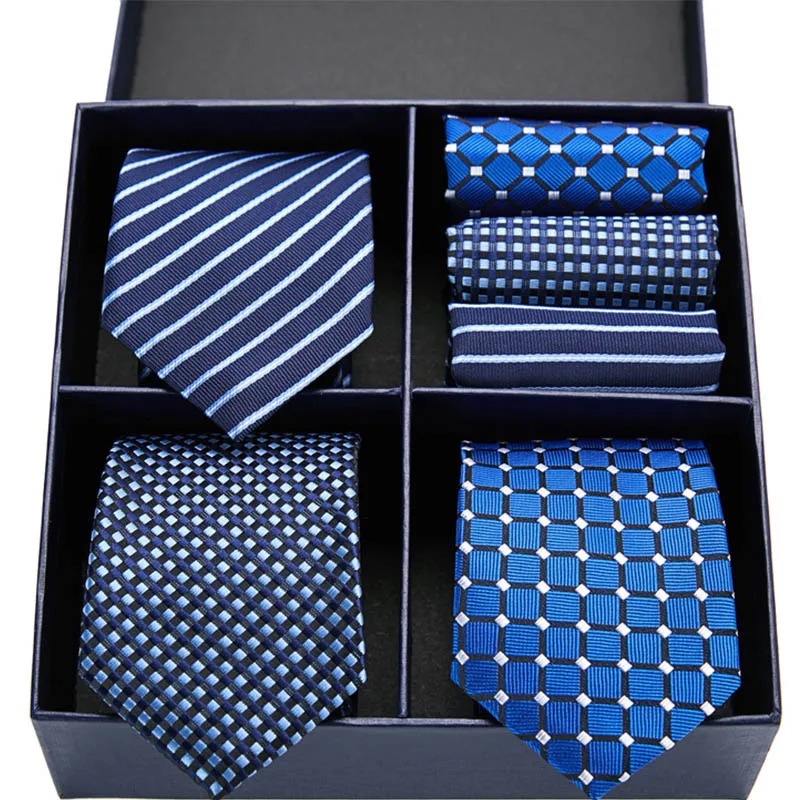 Gift box packing Silk Ties For Men Novelty Hanky Set 3 Styles Mens Tie Formal Red Cravat for Wedding Business Necktie 251023