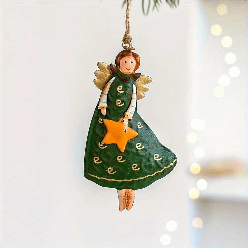 Cartoon Angel Girl Christmas Decorations Multicolor Wrought Iron Hanging Pendants Handicraft Gift Drop Ornaments Party Supplies C251024
