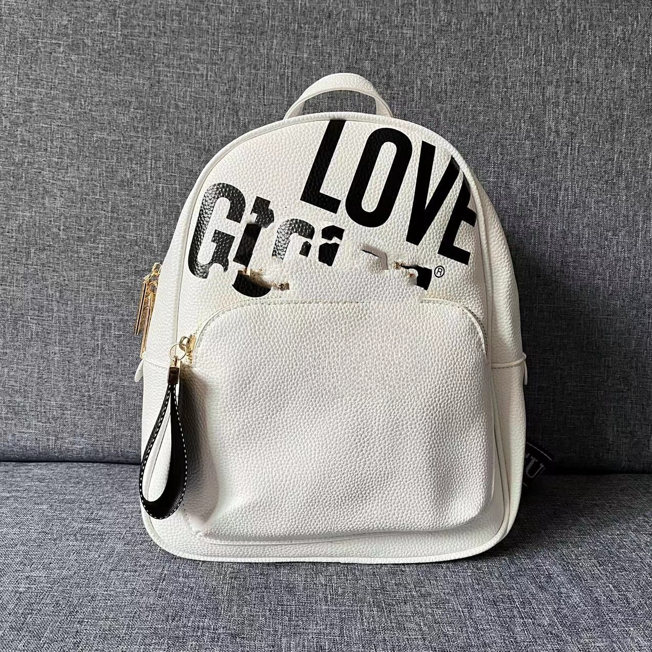 New European and American Fashion Casual Simple Solid Color Letter Large Capacity Designer Backpack Mommy Bag Women's Bag