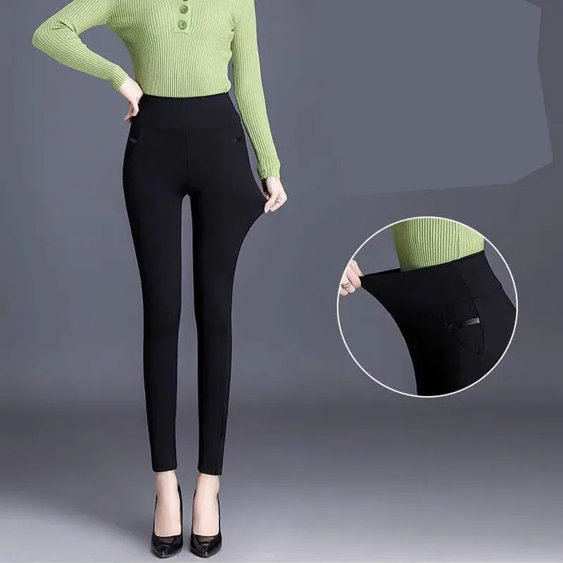 1pcs Spring Autumn Womens High Waited Leggings Comfort Breathable Pants Female Casual Slim Fit Pants Ladys Elastic Pencil Pants 251018