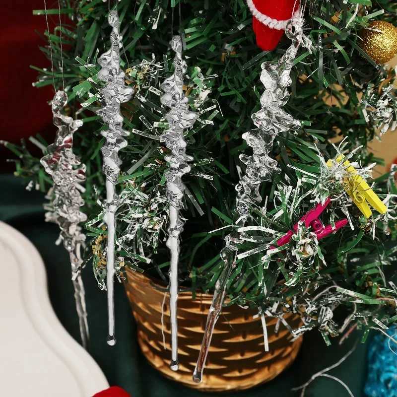 Christmas Acrylic Icicle Transparent Simulated Icicles Decoration Christmas Tree Hanging Ornament Xmas Wedding Party Decoration C251024