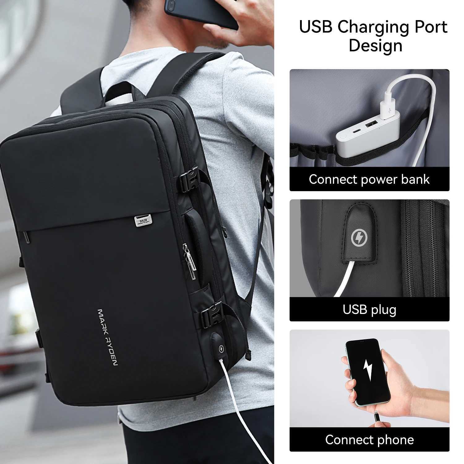 MARK RYDEN Large Backpack Men Rucksack 40L Expandable Business Travel Bag for Men Fits in 17 inch Laptop W251025